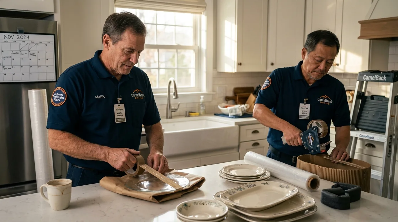Professional crew packing kitchen dishware in Clinton, NJ